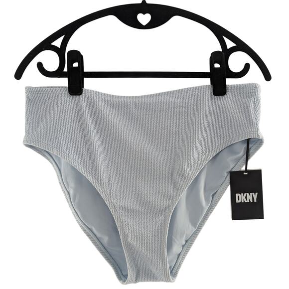 DKNY Swim Powder Blue Textured High Waist Bikini Bottoms Women’s Swimwear - Picture 4 of 12